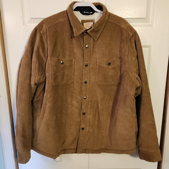 TELLURIDE CAMEL BROWN CORDUROY SHERPA LINED SNAP/BUTTON UP JACKET MENS SIZE XXL - Picture 1 of 10